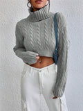 Autumn And Winter New Women's High-Neck Long-Sleeved Sleeve Thighs Short