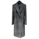 Autumn And Winter New Star Fashion Repair Bow Long Hair Wool Wool Wool Wool Wool Wool Woolen Coat Gray Coat