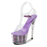 Zingj Summer Model Shoes Super High Heels 17CM Thin Heel Waterproof Platform Sandal Female Transparent Crystal Shoes Wedding