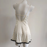 Style Collar Wave Point Sling Dress Woman 2025 New Summer High-End Feeling Waist-Back Sling Bow