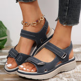 Large-Size Loose-Soled Sandals Women 2025 Summer New Slope And Flat-Bottomed Magic Beach
