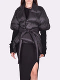 Feel Waist Tie Thick Cotton Suit 2025 Winter New Fashion Long High-End Style