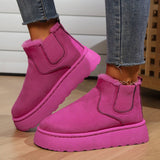 And South Korea Solid-Colored Thick Background Snow Boots Women's Pine Velvet Cloth Tight Belt Warm Cotton Boots