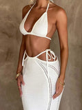 Women's Summer New Burqa Sexy Bare Back Strap Small Vest High Waist Fit Skirt