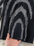 Women Sexy Black Bling Diamonds Bodycon Mini Dress Female Spring Autumn Elegant V-Neck Long Sleeve High Waist Party Vestidos