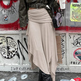 Wind Irregular Opening Half-Dress Girl 2025 Spring And Summer Small Waist Folds New Medium And Long