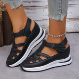 Sandals Women 2025 Spring New Slope And Roman Magic Sticker Women's Shoes Thick-Soled Casual