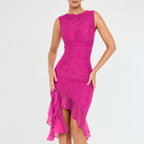 Zingj Style Fashion Solid Color Long Sleeve Temperament Slim Pleated Dress Autumn Female