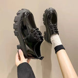 Women With Small Leather Shoes New Spring 2025 British Wind Students Retro Thick-Soled Single Shoes Small Pine