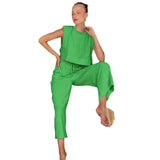 Summer New Cushion Shoulder Sleeveless Top Trousers Two Sets Of Casual Fashion Cotton Sets Of Women's