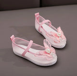 Zingj Shoes Hanfu Embroidered Shoes Girls Mesh Gauze Ethnic Style Ancient Costume Embroidery Small Butterfly Shoes Children's Dance