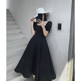 Zingj 2024 Summer New Ins Tea Break Skirt Temperament A Word To Get Over The Knee Long Hepburn Wind Fat Mm Little Black