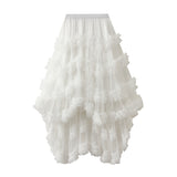 Skirt Candy Loose Waist Fairy Net Yarn Skirt Fluffy Irregular Lotus Leaf Side Cake Skirt