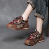 Layer Of Cow Skin Coloring Sports Casual Shoes Women's Autumn And Winter New Slope And Old Dad Shoes Comfortable Soft-Soled Women's