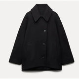 Women's Explosive Single-Dbutton Clasp-Butled Loose Wool Jacket