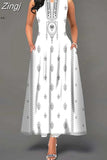 Women Floral Printed Long Dresses Casual Sleeveless Beach Holiday Boho Maxi Dress