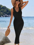 Beach Dress Knitted Sleeveless Vest Dress Bikini Shirt For