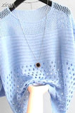 and Summer New Ice Silk Knitted Vest Tops White Shirt Hollow Out Bottoming Streetwear Fashion Womens Thin Clothing