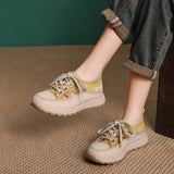 Layer Of Cowhede Thick-Soled Shoes Women 2025 Spring And Summer New Comfortable Casual Shoes Hollow