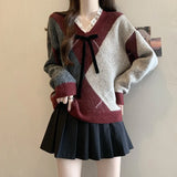 Red Riger Sweater Woman 2025 Spring New Large-Size Fat Lys V Collar Knitted Christmas Shirt Retro