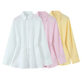 New Linen Multi-Color Belt Loose Shirt
