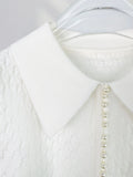 Zingj Wind Wears A Pearl Breasted POLO Sweater For Summer Little White Short-Sleeved