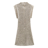 New With Cushioned Shoulder Squins Embellion Slimming Mini