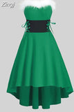 Winter Christmas Dress Women Sexy Sleeveless Deep V Neck Off Shoulder Midi Party Sundress