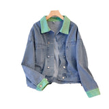 Denim Jacket Female Design Sense Niche 2025 Spring And Autumn New Loose Set Retro Splicing Jacket