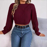 Shooting 2025 Autumn And Winter Casual Pure Color Sesame Long-Sleeved Cover Umbilly Sweater Women's