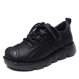 Layer Of Cow Skin Retro Style Single Shoes Women 2025 Autumn New Beef Soft-Soled Mother Shoes Round Head Lace Women's