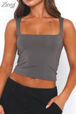 Sexy Tank Tops for Women Square Neck Sleeveless Slim Fitted Shirt Crop Top Basic Tight Under T Shirts Skims