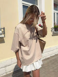 Hot Cotton T-Shirt Women Wear Round Collar Ring Cloth Short-Sleeved Loose Basic