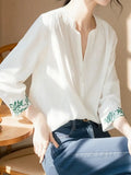 Small Blouse Temperament Light Luxury To Reduce The Age Of High-End Fashion Commuting White Printed Shirt