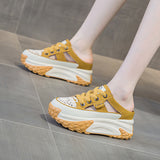 Summer Head Hollow Half-Slippers Women Wear Internal High Casual Shoes Fashion Thick Soles Pedal