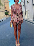 Women's Sexy Dress Sleeveless Print Irregular Dress With Lotle Side Female