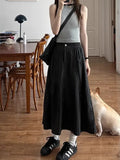 Gray Work Clothes Skirt Large Size Drawstring Cover Quick Dry A Word Umbrella Skirt Fatmm Thin Skirt