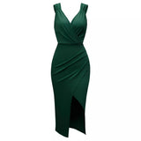 Zingj Summer New Women's Wear Casual Waist V Collar Clear Fresh Air Sleeveless Dress