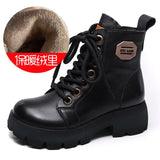 Handmade Martin Boots Women Winter New Tape Heightening Single Boots Coarse And Stylish Handsome Leather