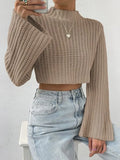 And Winter New Amazon Pure Color High Waist Short Horn Sleeve Half-High Collar Collar Sweater
