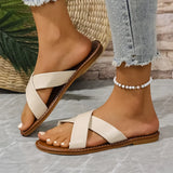 Cross-Shoe With Flat Sandals Female Retro Wind Broadband Striped Toe Beach Cool Slippers