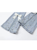 Women High Waist Flare Pants Slim Fit Stretchy Vintage Korean Fashion Harajuku Ins Street Denim Split Wide Leg Trouser
