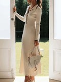 Fashion Knitted Long Dress Slimy Temperament Long-Sleeved