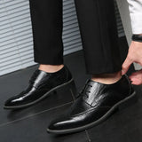 Zingj Leather Shoes Men's Versatile Business Dress Fashion Casual Men's Round Head Low Help Spring And Autumn Shoes Heighten Men's