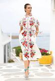 Women's New Printed Dress Elegant T-Shirt With Flip-Flops
