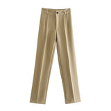 New Summer Style Straight Tube High Waist Shows Thin Solid Color Casual Pants