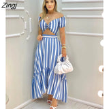 Elegant One Shoulder Striped Colorblock Sleeveless Asymmetric High Waist Casual Maxi Dresses Fashion Sexy Skinny