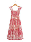 Multi-Color Embroidered Flying Sleeve Dress
