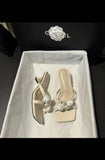 Clip Toe Cool Slippers 2025 Summer New External Wear High Heels Fashion Coarse Square Women's