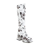 Colorful Floral Square Toe BootsOutfit